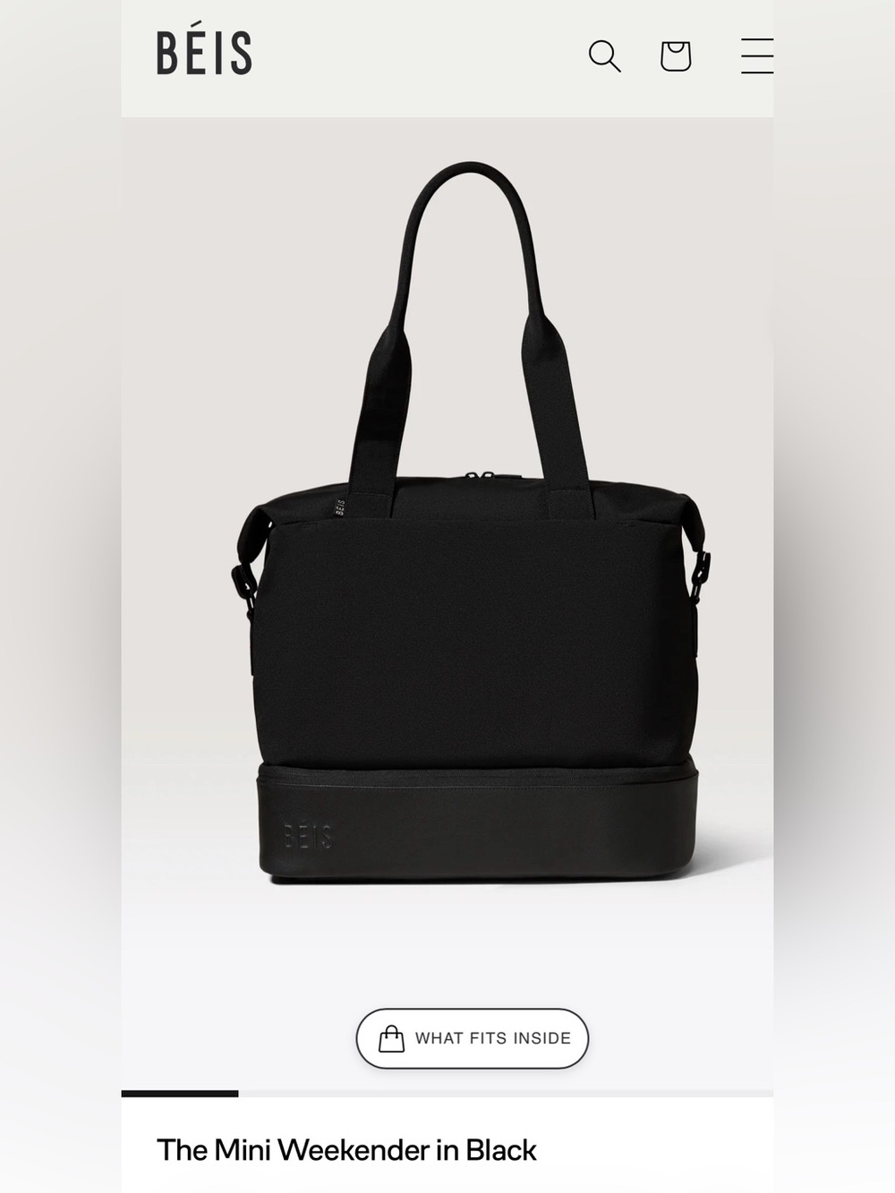 BÉIS Black Mini Weekender Travel Tote